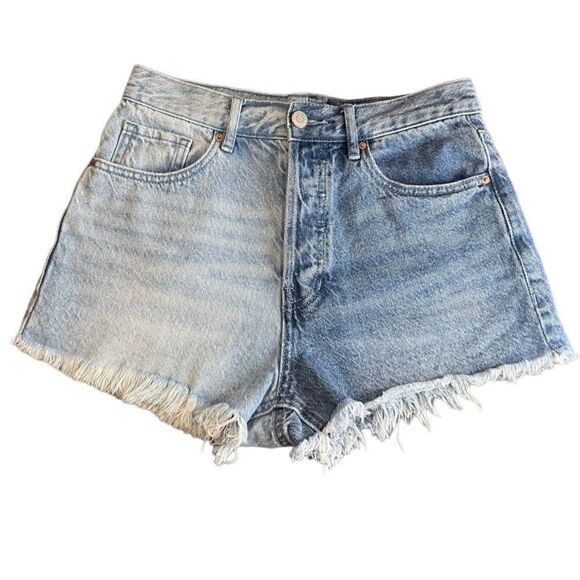 PacSun vintage high rise two tone denim jean shorts size 26 - Picture 1 of 14